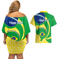 Personalised Brazil Independence Day Couples Matching Off Shoulder Short Dress and Hawaiian Shirt Sete de Setembro Flag Style - Wonder Print Shop