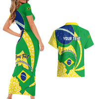 Personalised Brazil Independence Day Couples Matching Short Sleeve Bodycon Dress and Hawaiian Shirt Sete de Setembro Flag Style - Wonder Print Shop