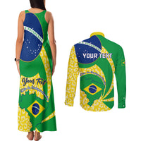 Personalised Brazil Independence Day Couples Matching Tank Maxi Dress and Long Sleeve Button Shirts Sete de Setembro Flag Style - Wonder Print Shop