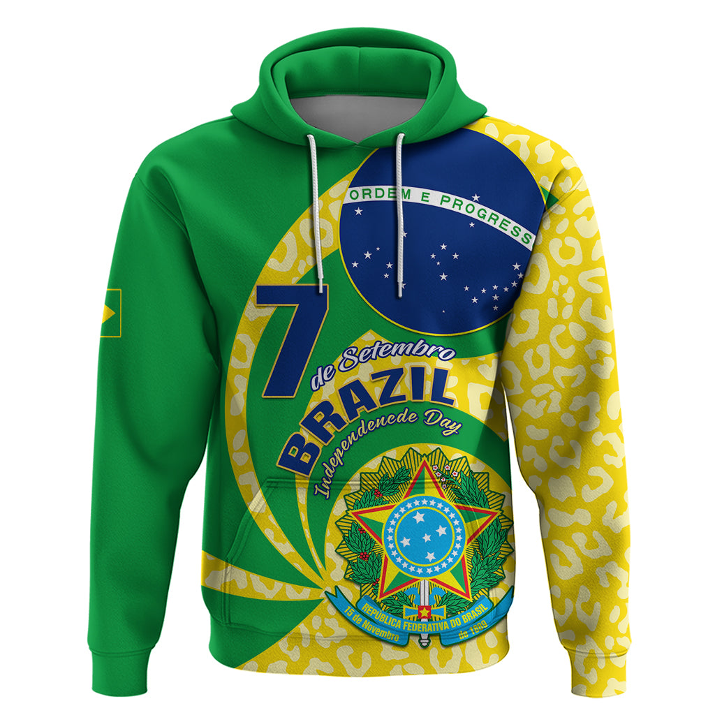Personalised Brazil Independence Day Hoodie Sete de Setembro Flag Style - Wonder Print Shop