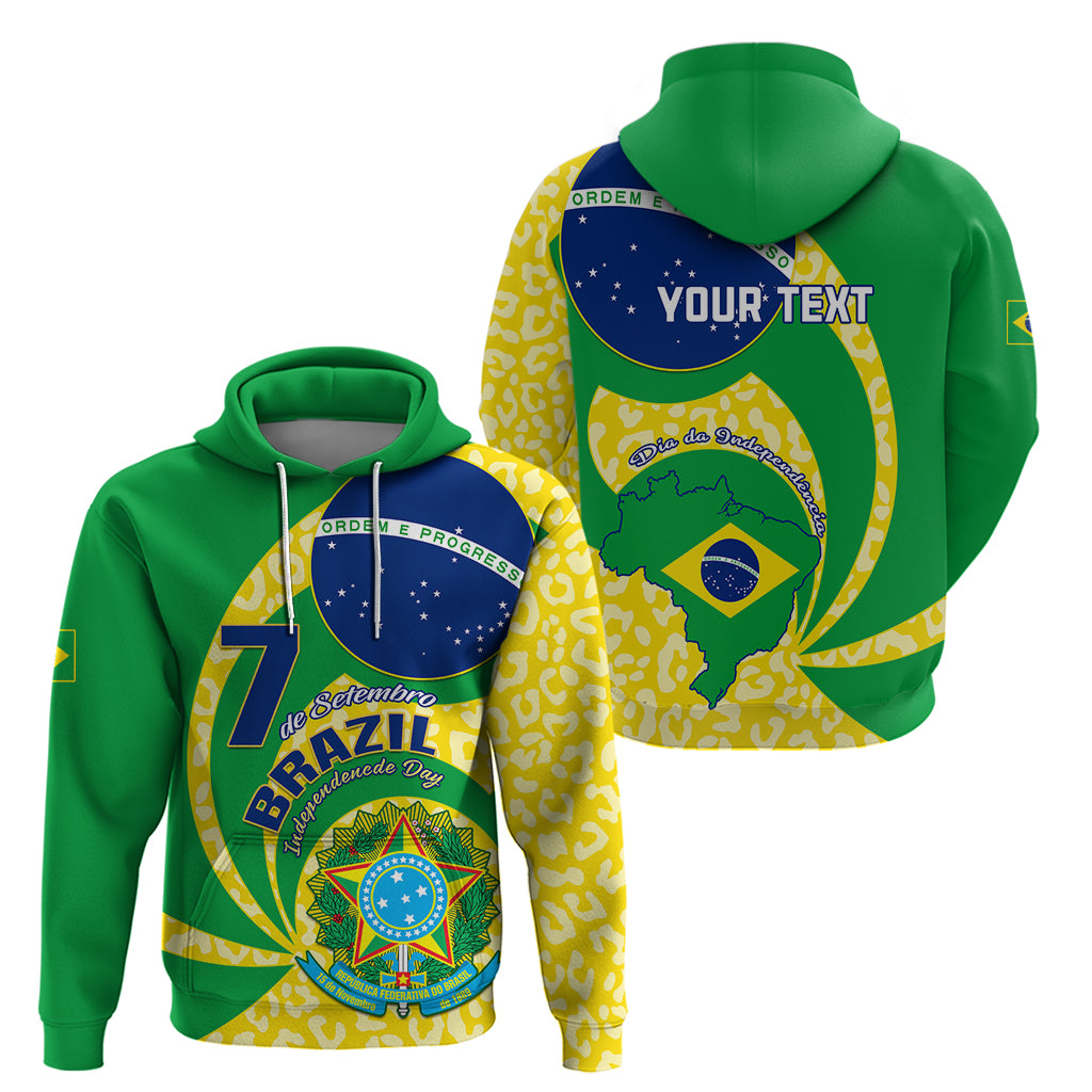 Personalised Brazil Independence Day Hoodie Sete de Setembro Flag Style - Wonder Print Shop