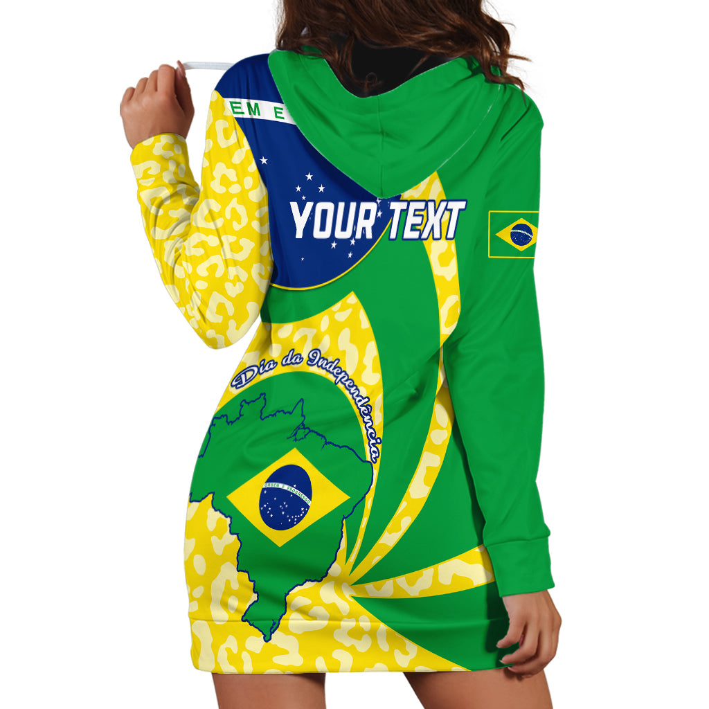 Personalised Brazil Independence Day Hoodie Dress Sete de Setembro Flag Style - Wonder Print Shop