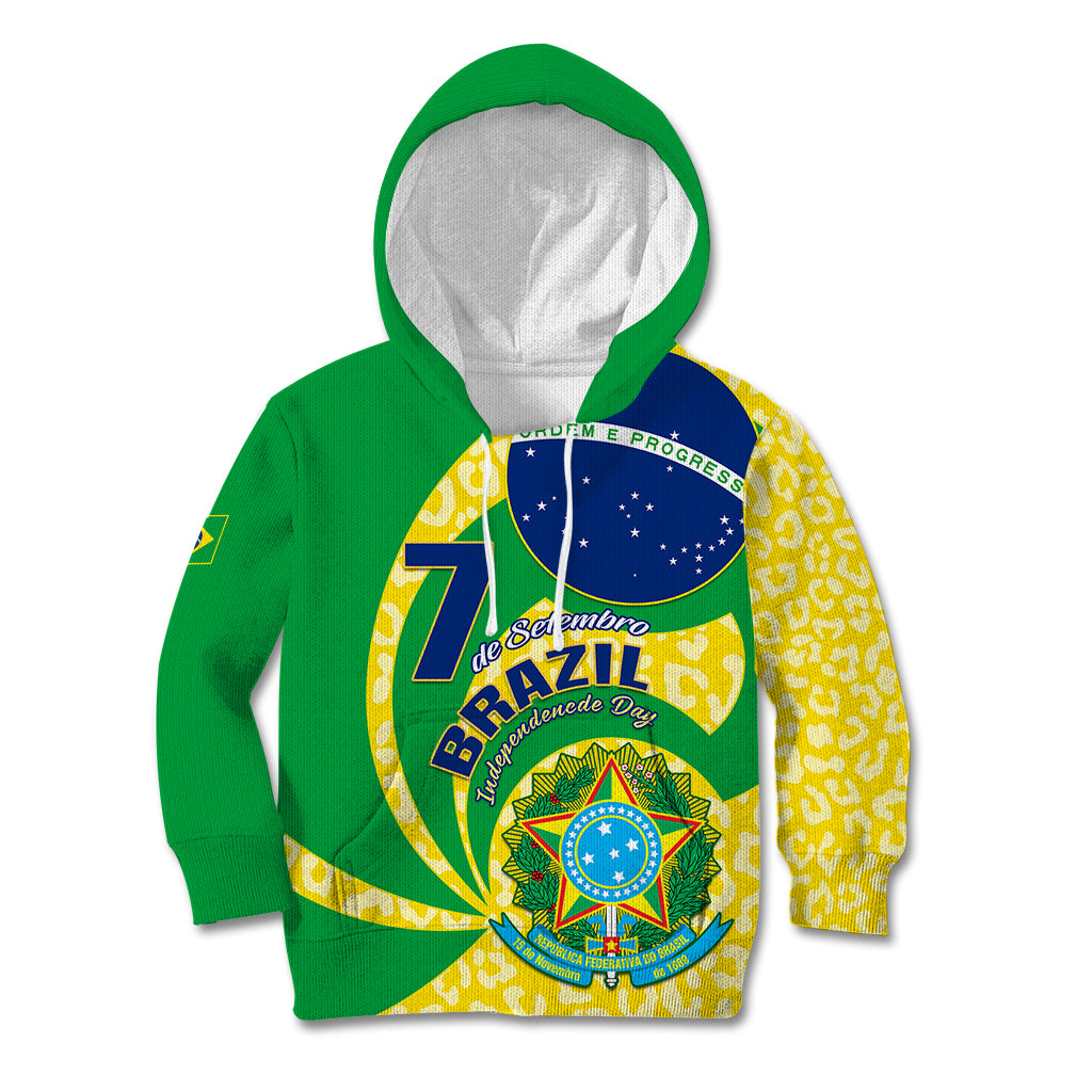 Personalised Brazil Independence Day Kid Hoodie Sete de Setembro Flag Style - Wonder Print Shop