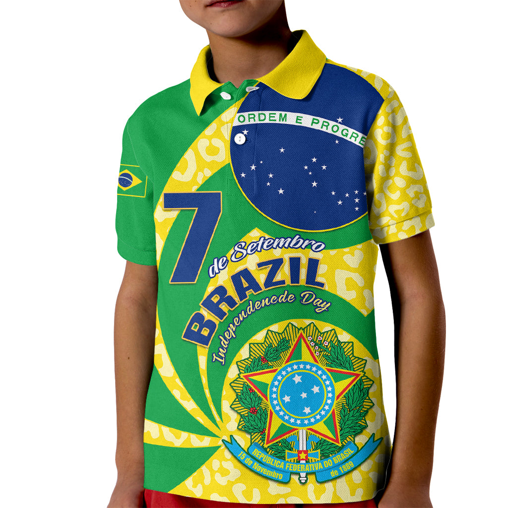 Personalised Brazil Independence Day Kid Polo Shirt Sete de Setembro Flag Style - Wonder Print Shop