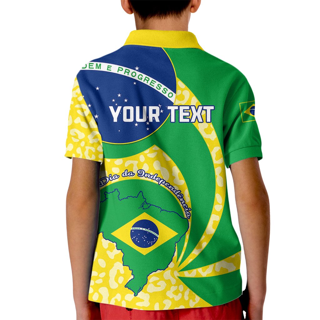 Personalised Brazil Independence Day Kid Polo Shirt Sete de Setembro Flag Style - Wonder Print Shop