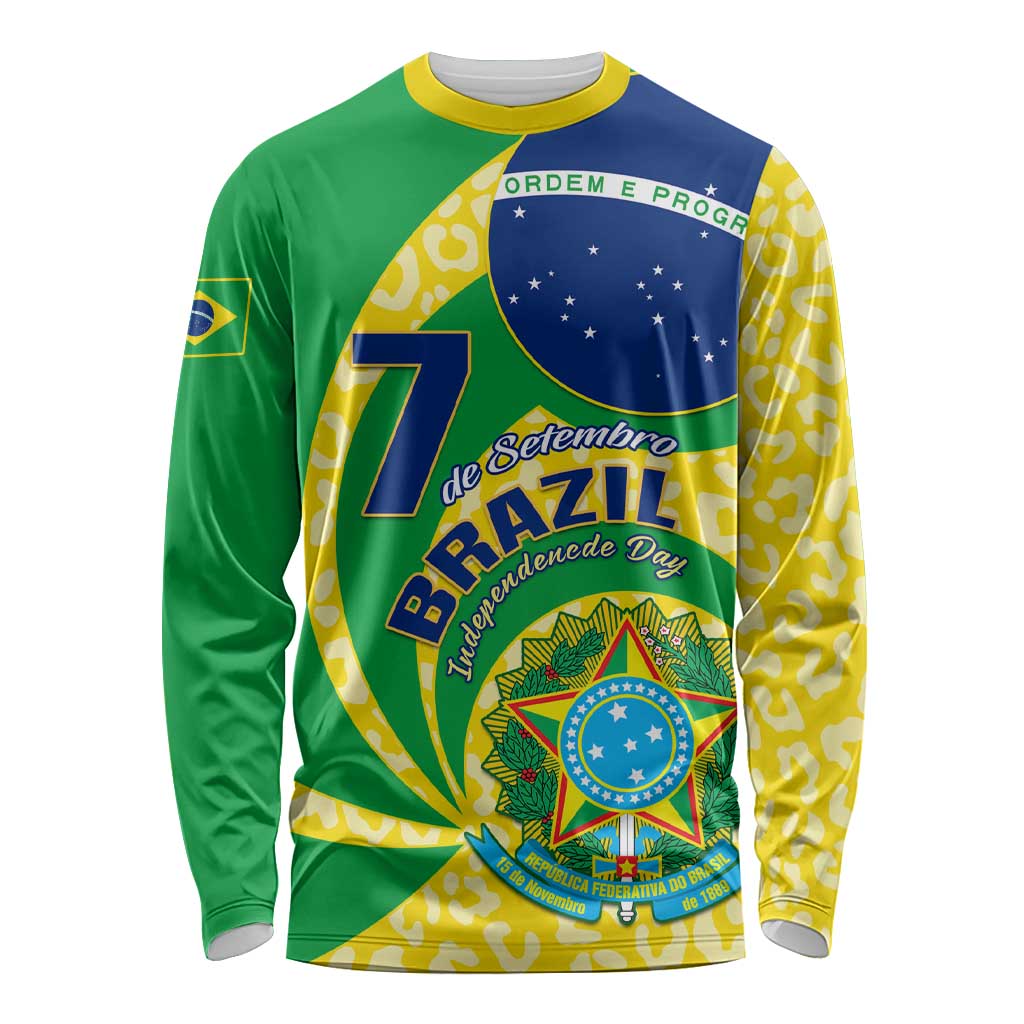 Personalised Brazil Independence Day Long Sleeve Shirt Sete de Setembro Flag Style LT01