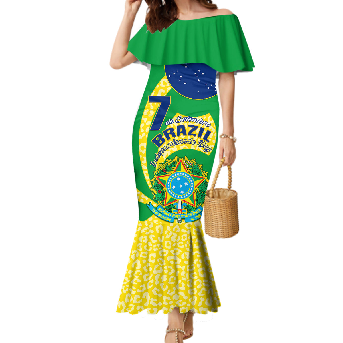 Personalised Brazil Independence Day Mermaid Dress Sete de Setembro Flag Style - Wonder Print Shop