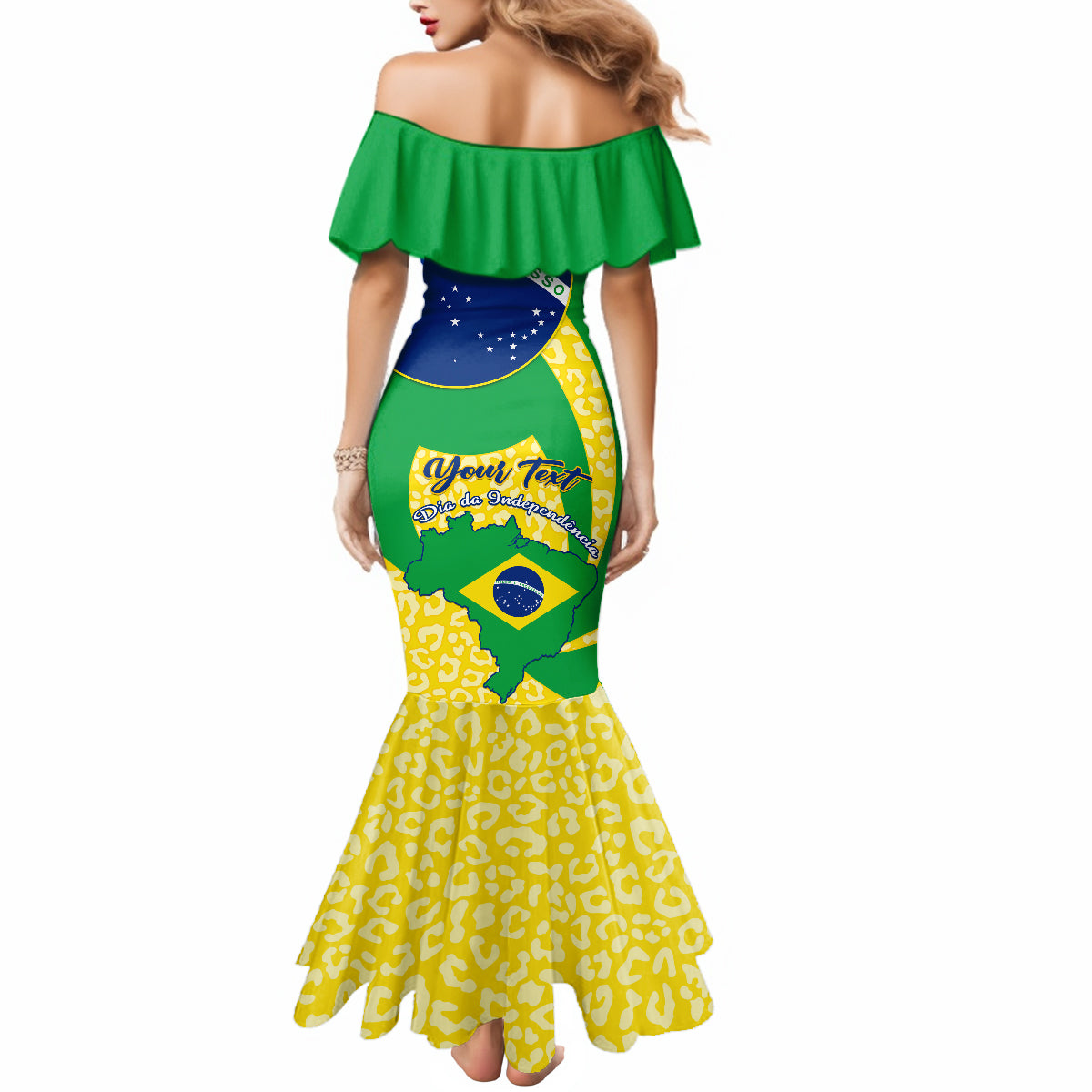 Personalised Brazil Independence Day Mermaid Dress Sete de Setembro Flag Style - Wonder Print Shop
