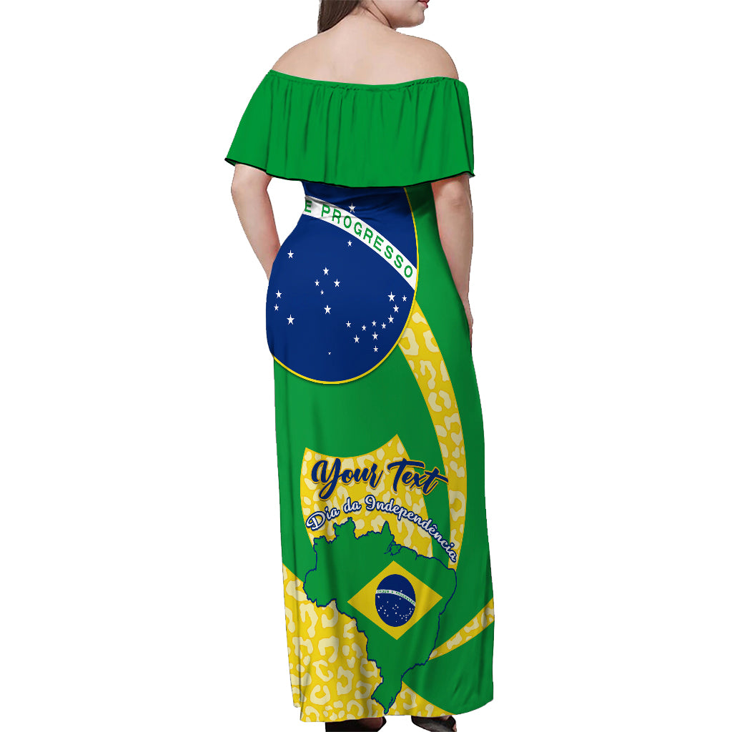 Personalised Brazil Independence Day Off Shoulder Maxi Dress Sete de Setembro Flag Style - Wonder Print Shop