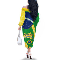 Personalised Brazil Independence Day Off The Shoulder Long Sleeve Dress Sete de Setembro Flag Style - Wonder Print Shop