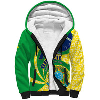 Personalised Brazil Independence Day Sherpa Hoodie Sete de Setembro Flag Style - Wonder Print Shop