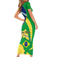 Personalised Brazil Independence Day Short Sleeve Bodycon Dress Sete de Setembro Flag Style - Wonder Print Shop