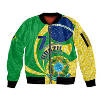 Personalised Brazil Independence Day Sleeve Zip Bomber Jacket Sete de Setembro Flag Style - Wonder Print Shop
