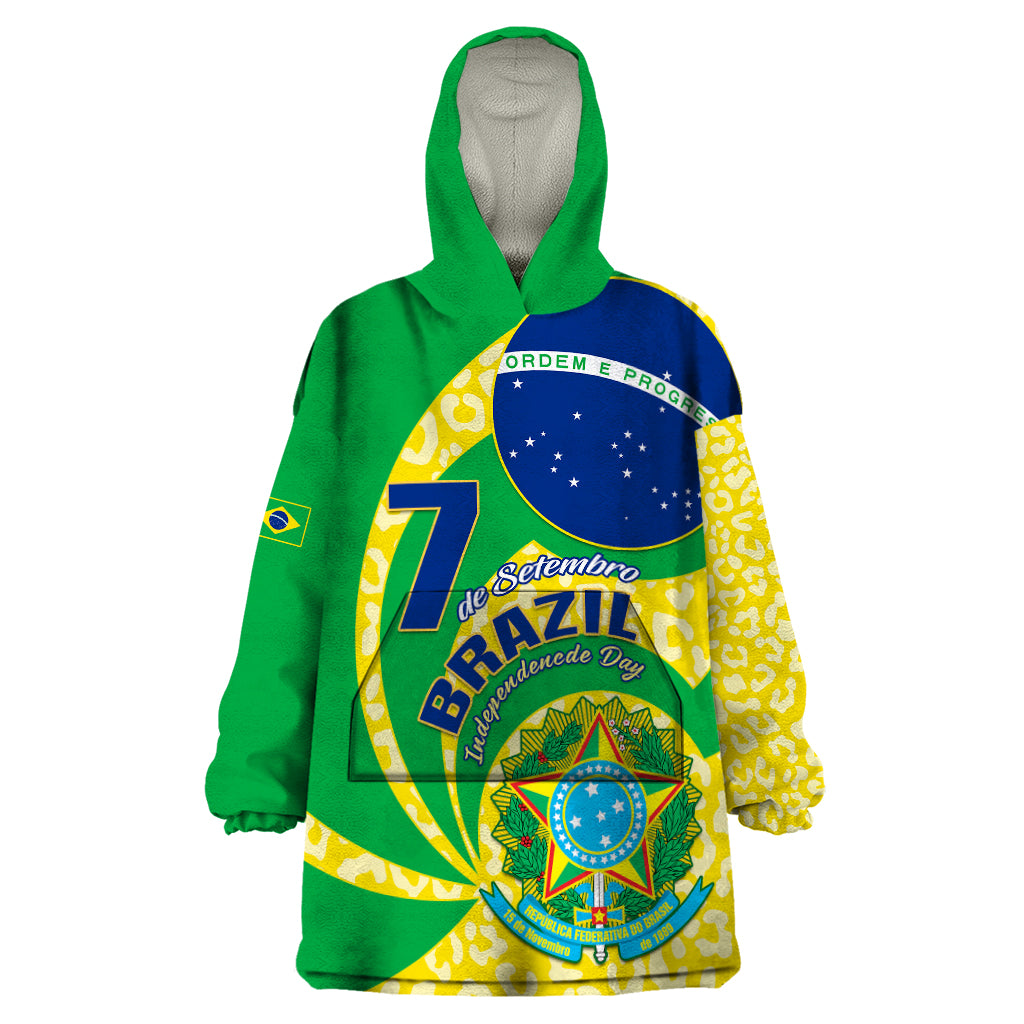 Personalised Brazil Independence Day Wearable Blanket Hoodie Sete de Setembro Flag Style - Wonder Print Shop
