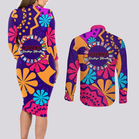 United States National Hispanic Heritage Month Couples Matching Long Sleeve Bodycon Dress and Long Sleeve Button Shirts Mes Nacional de la Herencia Hispana Special Version - Wonder Print Shop