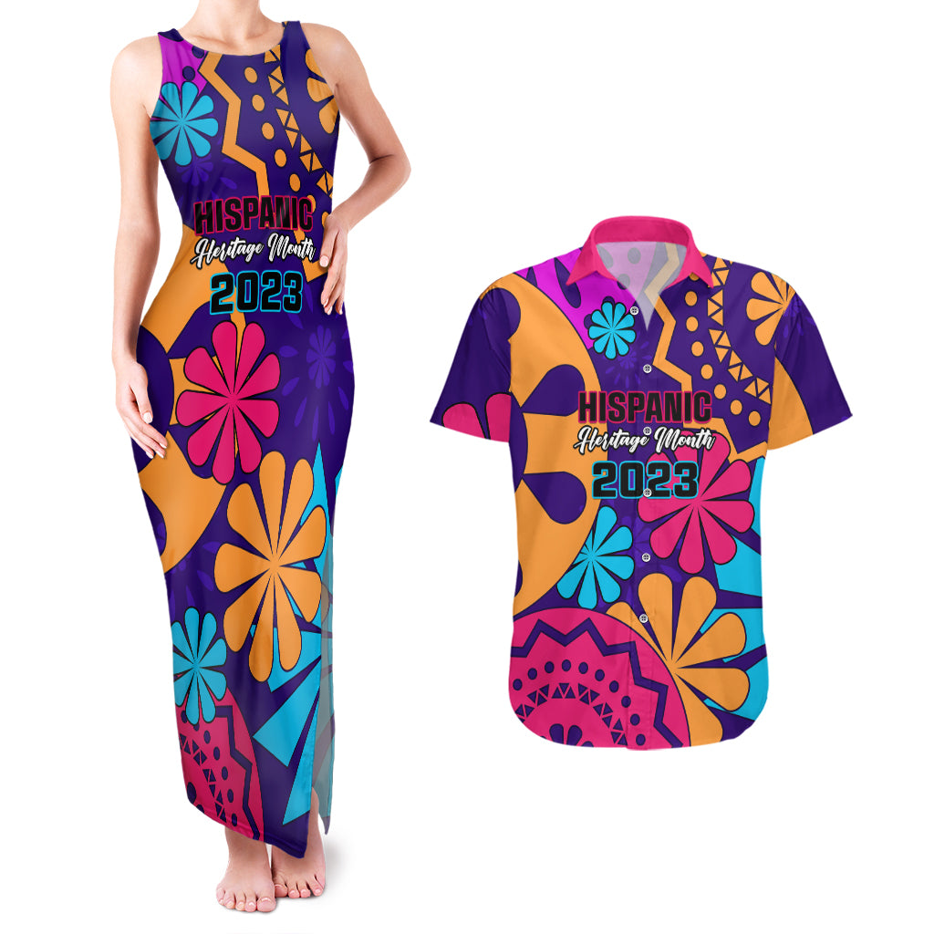 United States National Hispanic Heritage Month Couples Matching Tank Maxi Dress and Hawaiian Shirt Mes Nacional de la Herencia Hispana Special Version - Wonder Print Shop