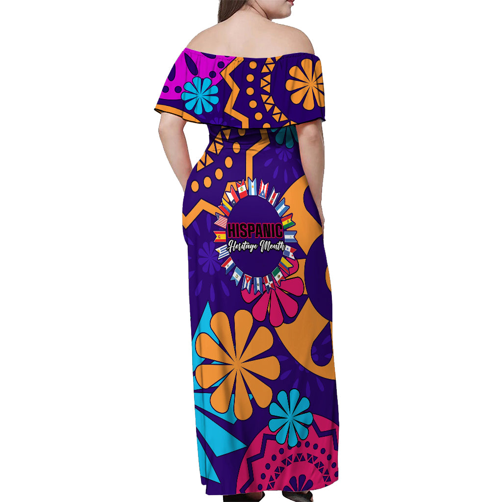 United States National Hispanic Heritage Month Off Shoulder Maxi Dress Mes Nacional de la Herencia Hispana Special Version - Wonder Print Shop