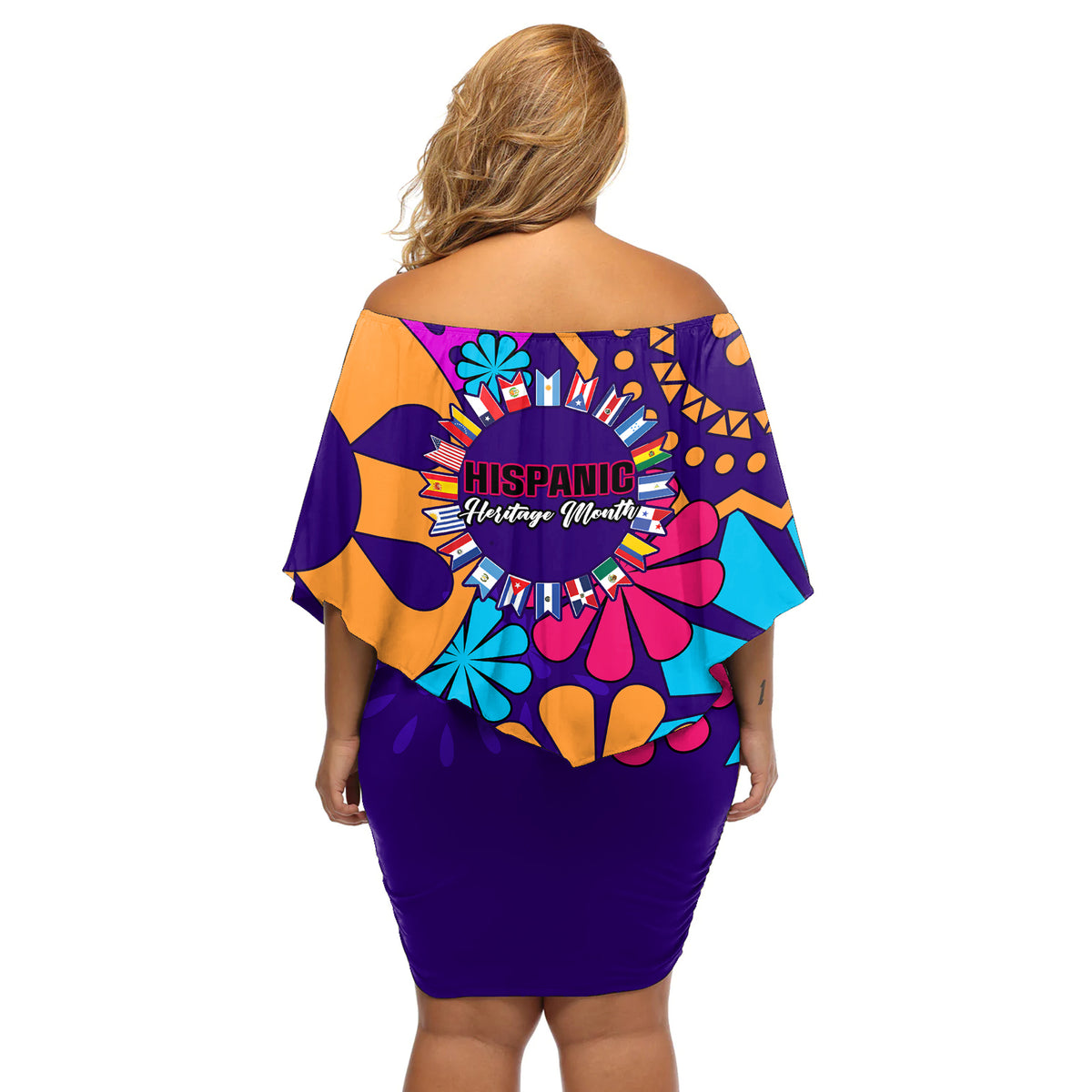 United States National Hispanic Heritage Month Off Shoulder Short Dress Mes Nacional de la Herencia Hispana Special Version - Wonder Print Shop
