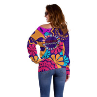 United States National Hispanic Heritage Month Off Shoulder Sweater Mes Nacional de la Herencia Hispana Special Version - Wonder Print Shop
