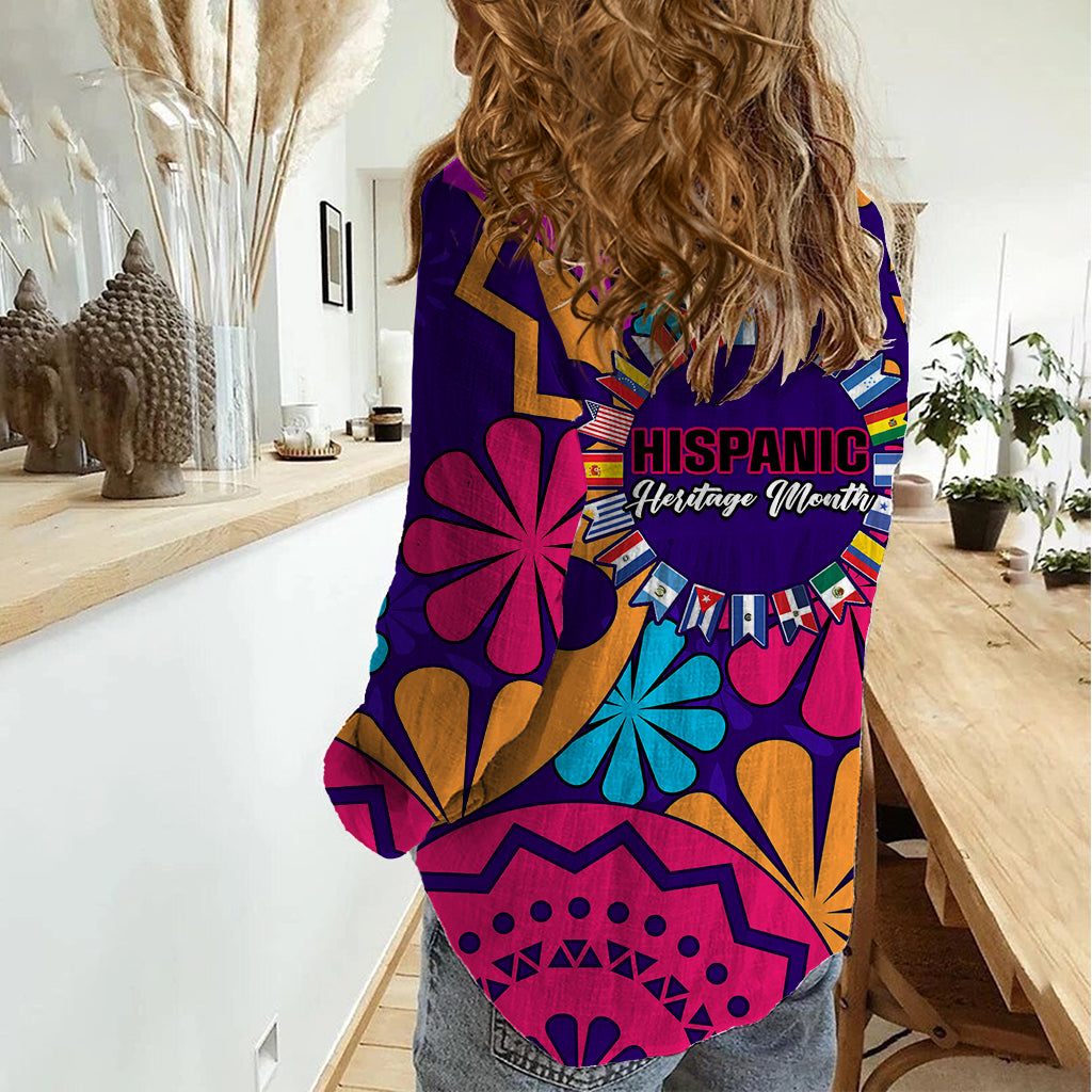 United States National Hispanic Heritage Month Women Casual Shirt Mes Nacional de la Herencia Hispana Special Version - Wonder Print Shop
