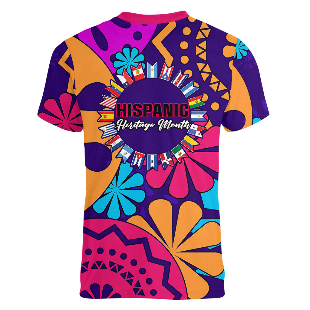 United States National Hispanic Heritage Month Women V Neck T Shirt Mes Nacional de la Herencia Hispana Special Version - Wonder Print Shop