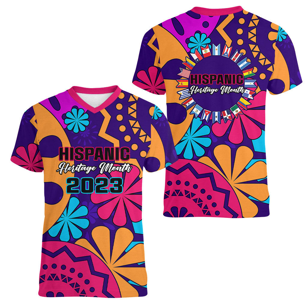 United States National Hispanic Heritage Month Women V Neck T Shirt Mes Nacional de la Herencia Hispana Special Version - Wonder Print Shop