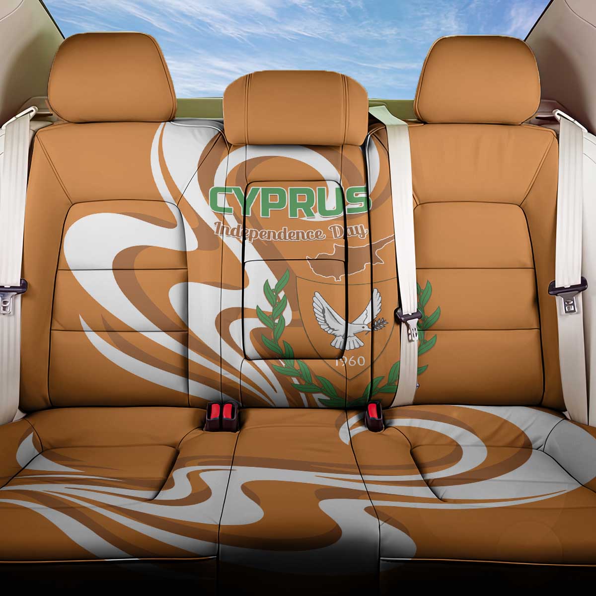 Personalized Cyprus Independence Day 1960 Back Car Seat Cover Kbrs Cumhuriyeti Curve Style - Wonder Print Shop