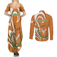 Personalized Cyprus Independence Day 1960 Couples Matching Summer Maxi Dress and Long Sleeve Button Shirt Kbrs Cumhuriyeti Curve Style - Wonder Print Shop