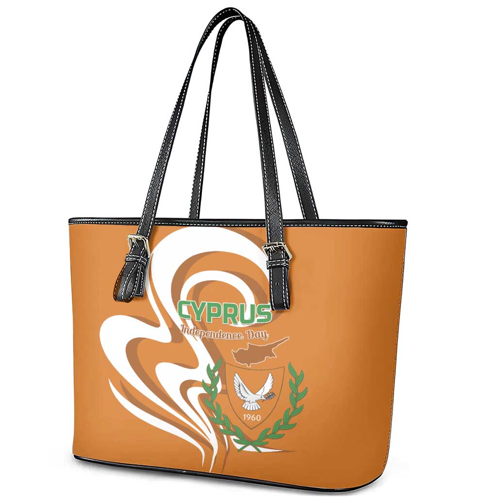 Personalized Cyprus Independence Day 1960 Leather Tote Bag Kbrs Cumhuriyeti Curve Style - Wonder Print Shop