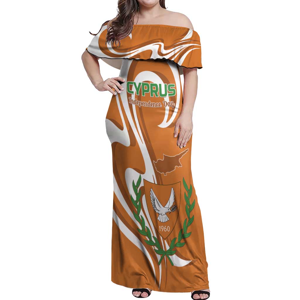 Personalized Cyprus Independence Day 1960 Off Shoulder Maxi Dress Kbrs Cumhuriyeti Curve Style - Wonder Print Shop