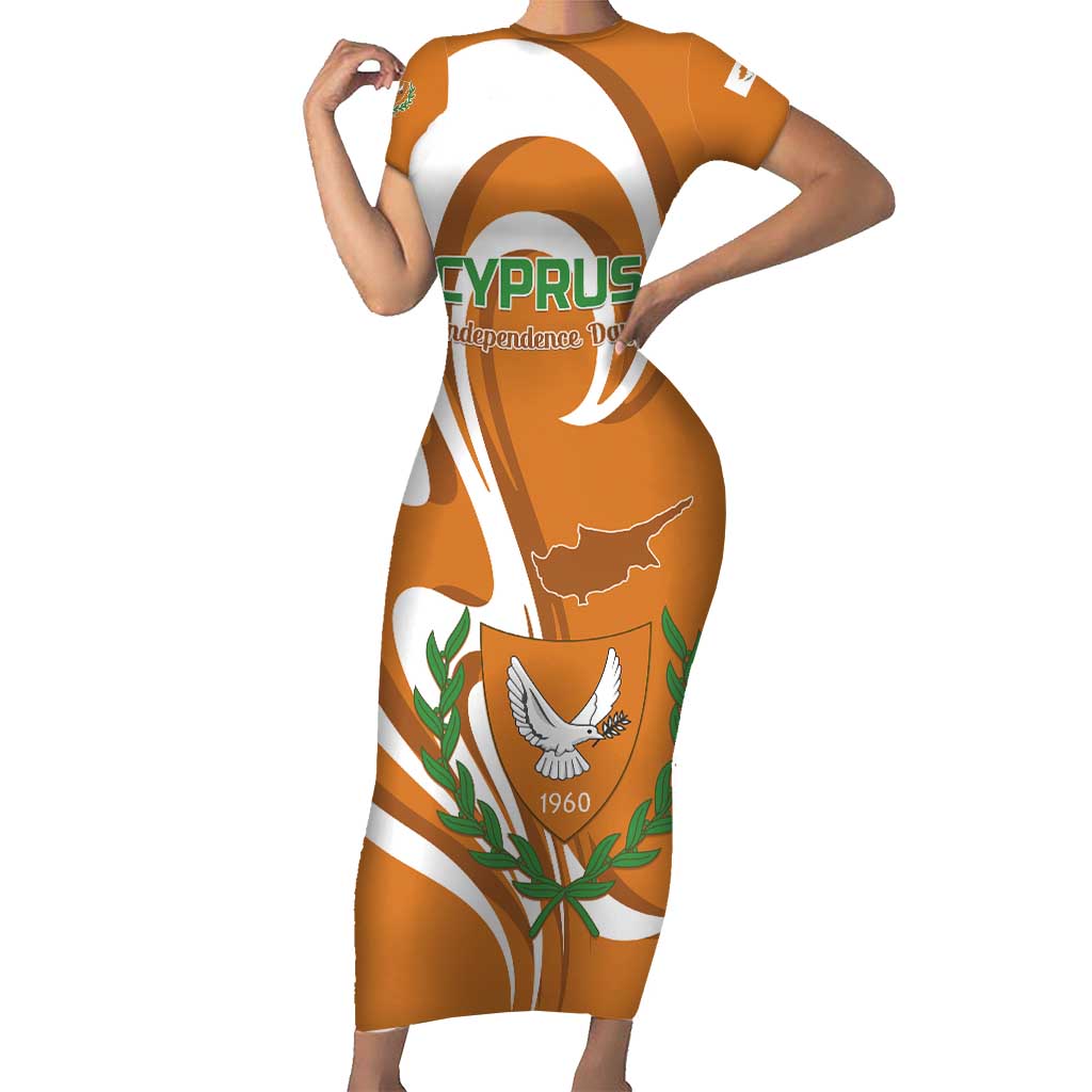 Personalized Cyprus Independence Day 1960 Short Sleeve Bodycon Dress Kbrs Cumhuriyeti Curve Style - Wonder Print Shop