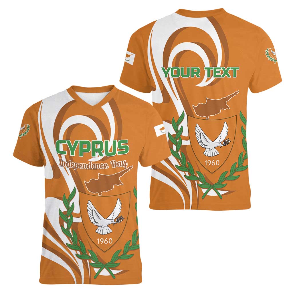 Personalized Cyprus Independence Day 1960 Women V-Neck T-Shirt Kbrs Cumhuriyeti Curve Style - Wonder Print Shop