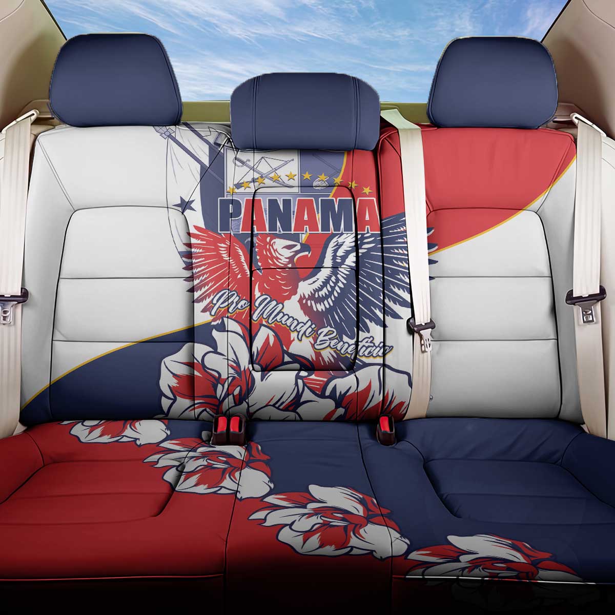 Panama Harpy Eagle Back Car Seat Cover Pro Mundi Beneficio Flor del Espiritu Santo - Wonder Print Shop