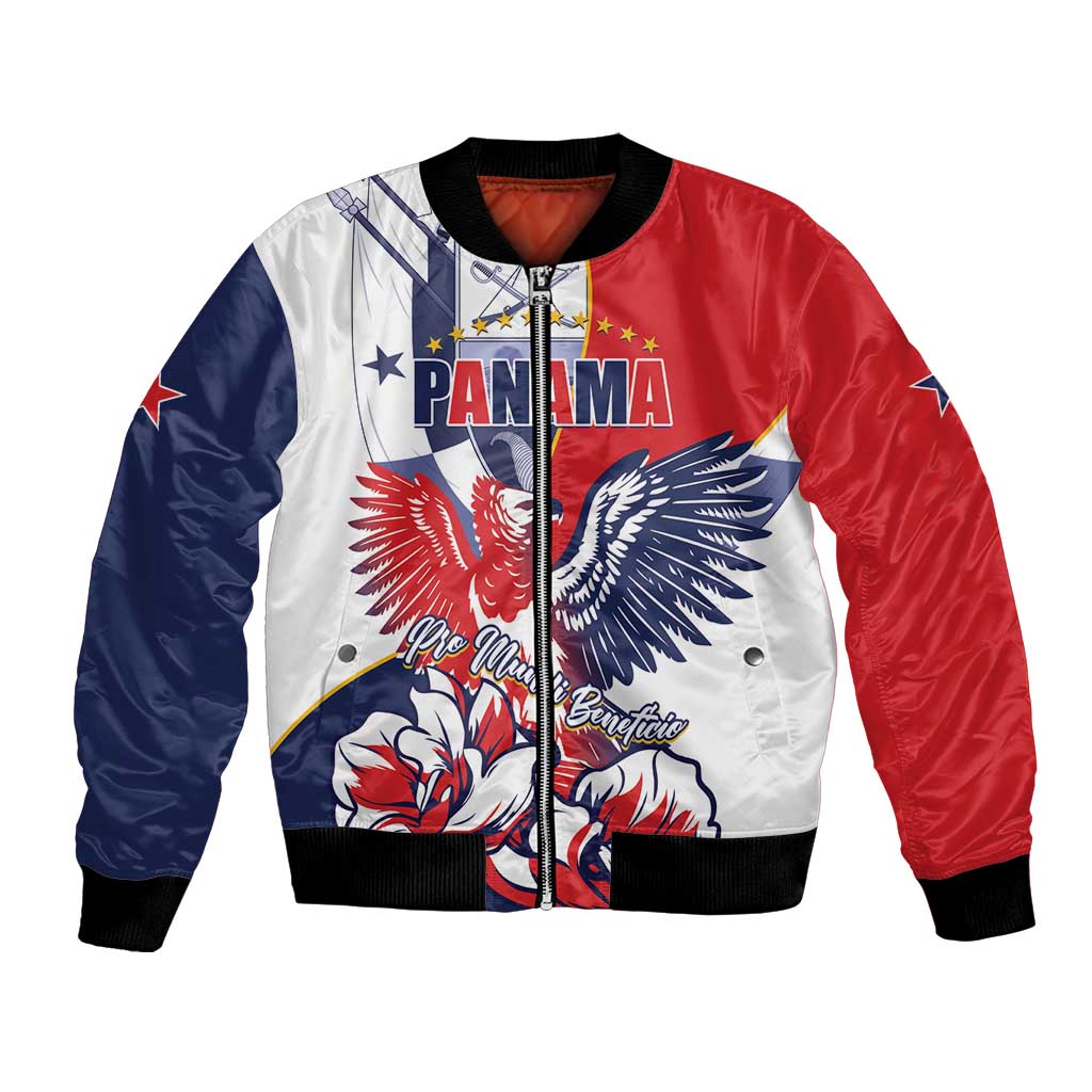 Personalized Panama Harpy Eagle Bomber Jacket Pro Mundi Beneficio Flor del Espiritu Santo - Wonder Print Shop