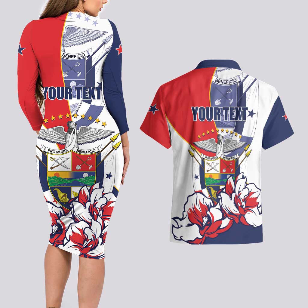Personalized Panama Harpy Eagle Couples Matching Long Sleeve Bodycon Dress and Hawaiian Shirt Pro Mundi Beneficio Flor del Espiritu Santo - Wonder Print Shop