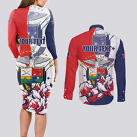 Personalized Panama Harpy Eagle Couples Matching Long Sleeve Bodycon Dress and Long Sleeve Button Shirt Pro Mundi Beneficio Flor del Espiritu Santo - Wonder Print Shop