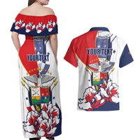 Personalized Panama Harpy Eagle Couples Matching Off Shoulder Maxi Dress and Hawaiian Shirt Pro Mundi Beneficio Flor del Espiritu Santo - Wonder Print Shop