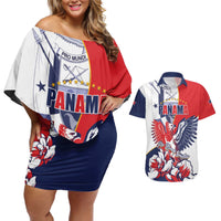 Personalized Panama Harpy Eagle Couples Matching Off Shoulder Short Dress and Hawaiian Shirt Pro Mundi Beneficio Flor del Espiritu Santo - Wonder Print Shop