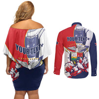 Personalized Panama Harpy Eagle Couples Matching Off Shoulder Short Dress and Long Sleeve Button Shirt Pro Mundi Beneficio Flor del Espiritu Santo - Wonder Print Shop