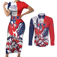 Personalized Panama Harpy Eagle Couples Matching Short Sleeve Bodycon Dress and Long Sleeve Button Shirt Pro Mundi Beneficio Flor del Espiritu Santo - Wonder Print Shop