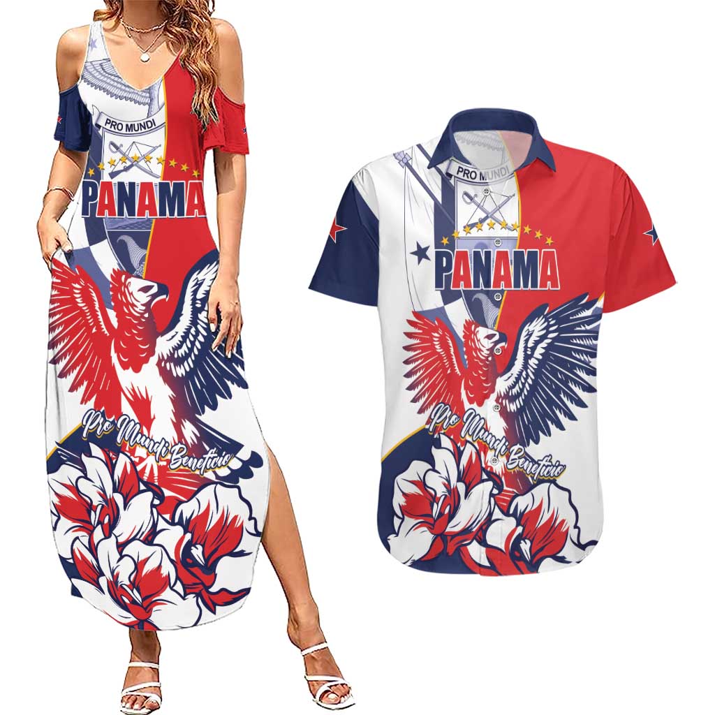 Personalized Panama Harpy Eagle Couples Matching Summer Maxi Dress and Hawaiian Shirt Pro Mundi Beneficio Flor del Espiritu Santo - Wonder Print Shop