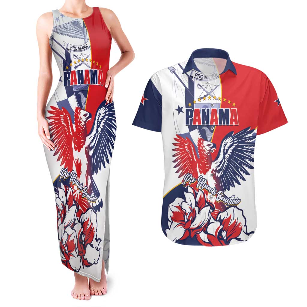 Personalized Panama Harpy Eagle Couples Matching Tank Maxi Dress and Hawaiian Shirt Pro Mundi Beneficio Flor del Espiritu Santo - Wonder Print Shop