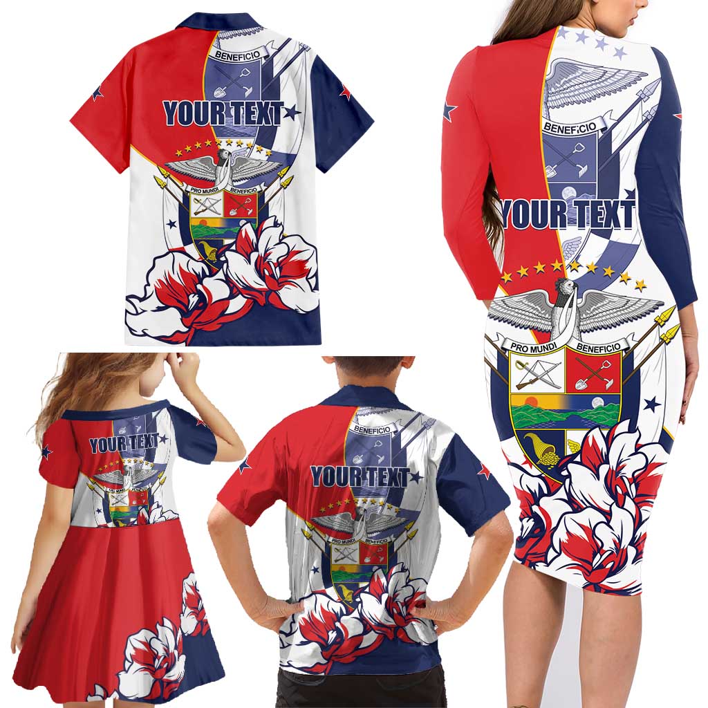 Personalized Panama Harpy Eagle Family Matching Long Sleeve Bodycon Dress and Hawaiian Shirt Pro Mundi Beneficio Flor del Espiritu Santo - Wonder Print Shop
