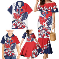 Personalized Panama Harpy Eagle Family Matching Mermaid Dress and Hawaiian Shirt Pro Mundi Beneficio Flor del Espiritu Santo - Wonder Print Shop