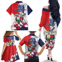 Personalized Panama Harpy Eagle Family Matching Off The Shoulder Long Sleeve Dress and Hawaiian Shirt Pro Mundi Beneficio Flor del Espiritu Santo - Wonder Print Shop