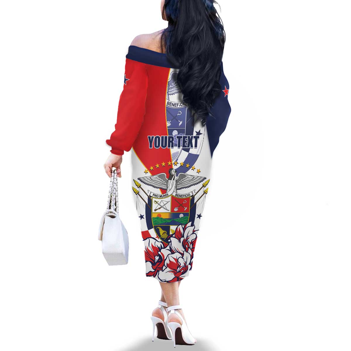 Personalized Panama Harpy Eagle Family Matching Off The Shoulder Long Sleeve Dress and Hawaiian Shirt Pro Mundi Beneficio Flor del Espiritu Santo - Wonder Print Shop