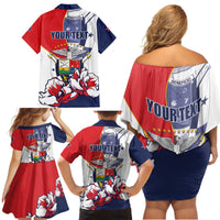 Personalized Panama Harpy Eagle Family Matching Off Shoulder Short Dress and Hawaiian Shirt Pro Mundi Beneficio Flor del Espiritu Santo - Wonder Print Shop