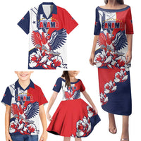 Personalized Panama Harpy Eagle Family Matching Puletasi and Hawaiian Shirt Pro Mundi Beneficio Flor del Espiritu Santo - Wonder Print Shop