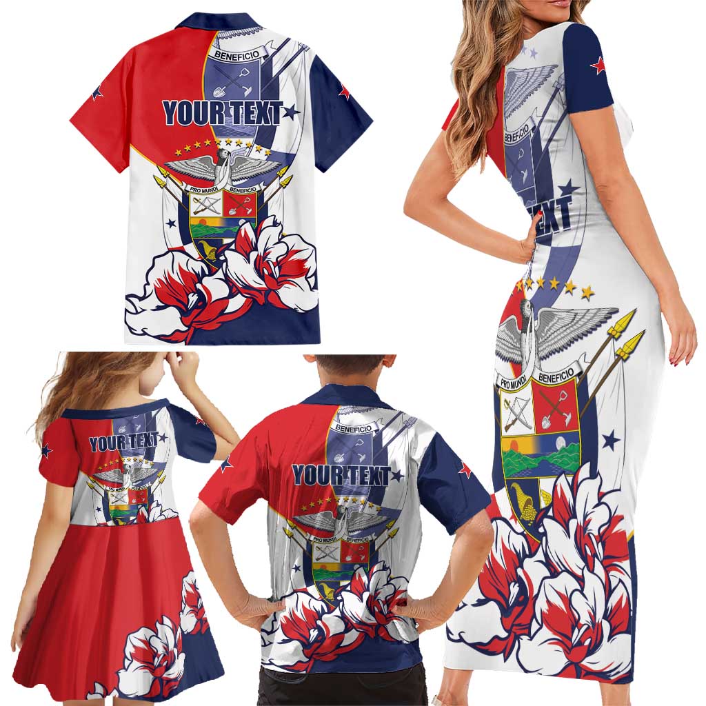 Personalized Panama Harpy Eagle Family Matching Short Sleeve Bodycon Dress and Hawaiian Shirt Pro Mundi Beneficio Flor del Espiritu Santo - Wonder Print Shop