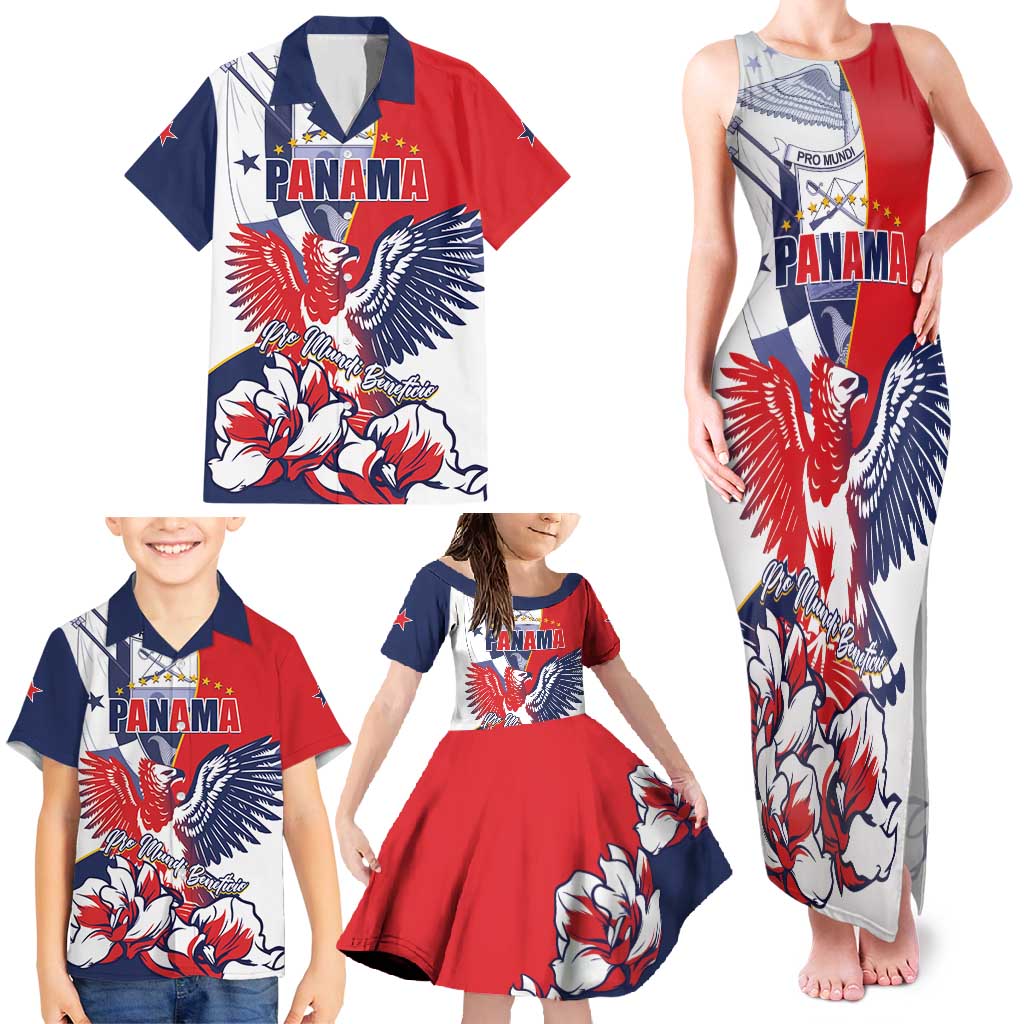 Personalized Panama Harpy Eagle Family Matching Tank Maxi Dress and Hawaiian Shirt Pro Mundi Beneficio Flor del Espiritu Santo - Wonder Print Shop